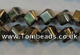 CPY361 15.5 inches 6*6mm faceted cube pyrite gemstone beads