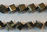 CPY362 15.5 inches 8*8mm faceted cube pyrite gemstone beads