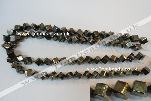 CPY362 15.5 inches 8*8mm faceted cube pyrite gemstone beads