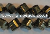 CPY363 15.5 inches 10*10mm faceted cube pyrite gemstone beads