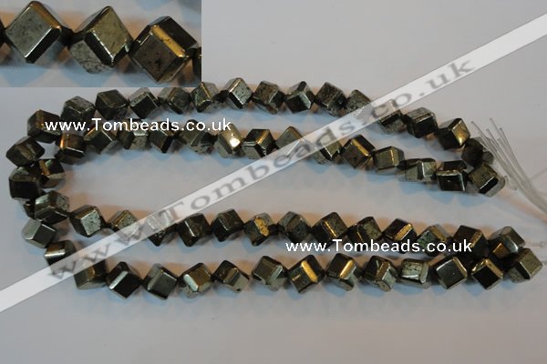 CPY363 15.5 inches 10*10mm faceted cube pyrite gemstone beads