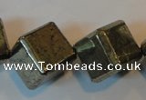 CPY365 15.5 inches 16*16mm faceted cube pyrite gemstone beads