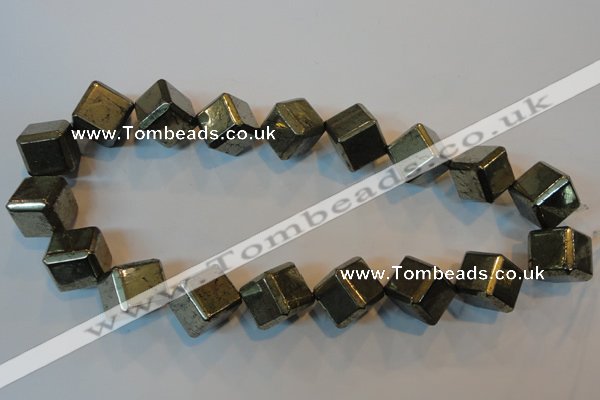 CPY365 15.5 inches 16*16mm faceted cube pyrite gemstone beads