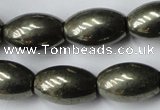 CPY367 15.5 inches 10*16mm rice pyrite gemstone beads wholesale