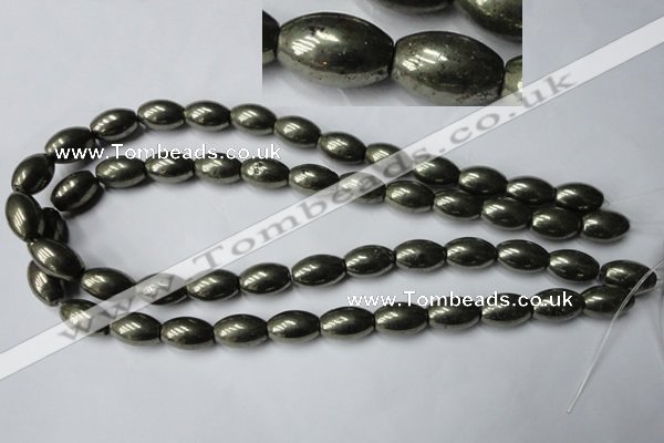 CPY367 15.5 inches 10*16mm rice pyrite gemstone beads wholesale