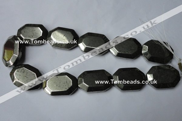 CPY370 15.5 inches 25*35mm octagonal pyrite gemstone beads wholesale