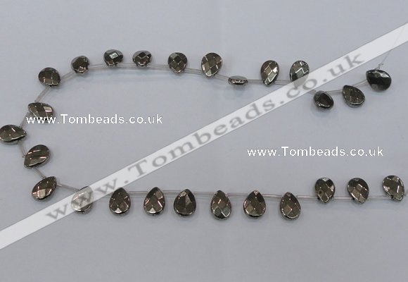 CPY377 Top drilled 10*14mm briolette pyrite gemstone beads