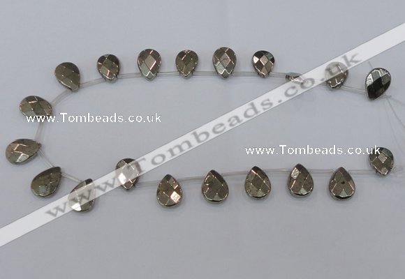 CPY379 Top drilled 13*18mm briolette pyrite gemstone beads