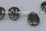 CPY386 Top drilled 15*20mm flat teardrop pyrite gemstone beads