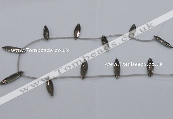 CPY398 Top drilled 8*30mm faceted marquise pyrite gemstone beads