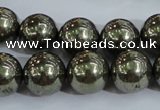 CPY406 15.5 inches 14mm round pyrite gemstone beads wholesale