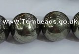 CPY409 15.5 inches 20mm round pyrite gemstone beads wholesale