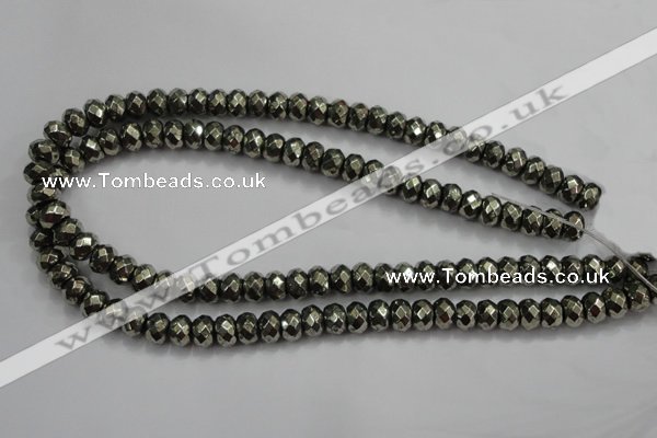 CPY41 16 inches 5*10mm faceted rondelle pyrite gemstone beads wholesale