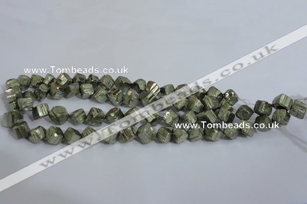 CPY411 15.5 inches 10*10mm faceted cube pyrite gemstone beads