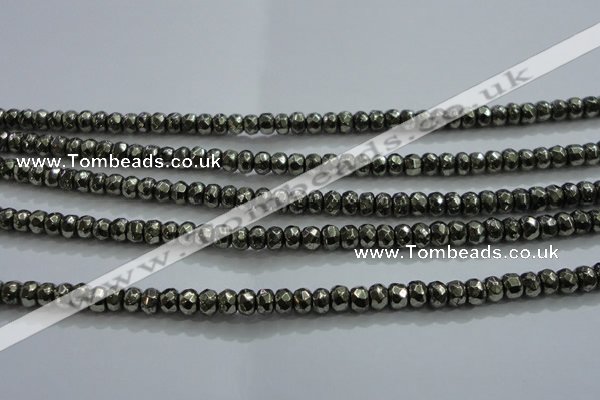 CPY426 15.5 inches 2*3mm faceted rondelle pyrite gemstone beads