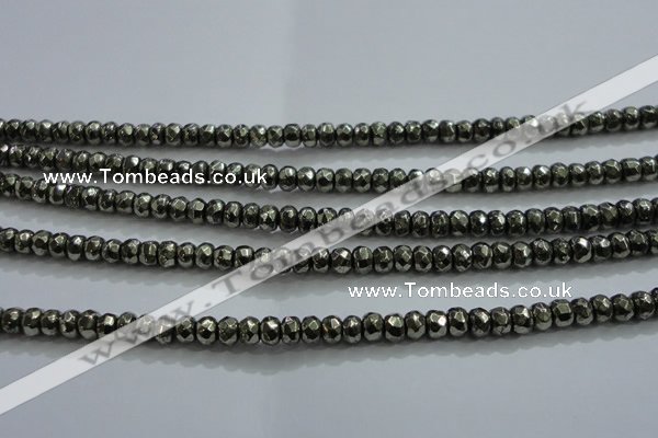 CPY427 15.5 inches 2.5*4mm faceted rondelle pyrite gemstone beads