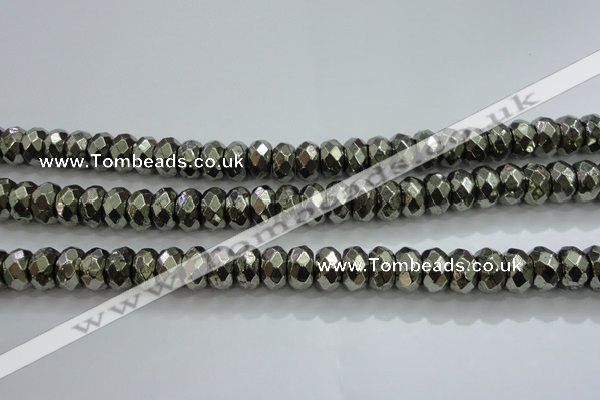 CPY430 15.5 inches 6*10mm faceted rondelle pyrite gemstone beads