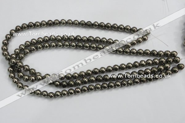 CPY47 16 inches 8mm round pyrite gemstone beads wholesale