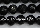 CPY502 15.5 inches 8mm faceted round natural chalcopyrite beads