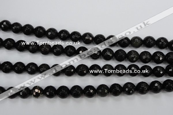 CPY503 15.5 inches 10mm faceted round natural chalcopyrite beads