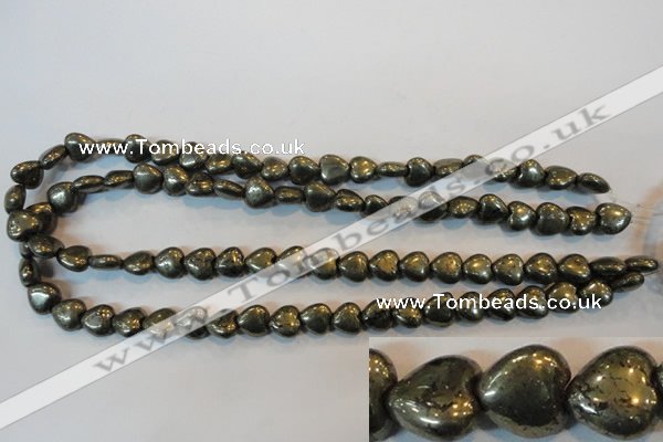 CPY51 16 inches 10*10mm heart pyrite gemstone beads wholesale