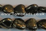 CPY52 16 inches 12*12mm heart pyrite gemstone beads wholesale