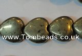 CPY53 16 inches 14*14mm heart pyrite gemstone beads wholesale