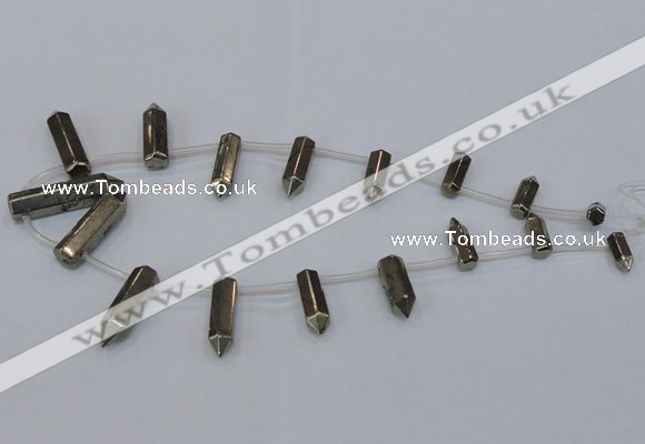 CPY556 Top drilled 6*14mm - 8*35mm sticks pyrite gemstone beads