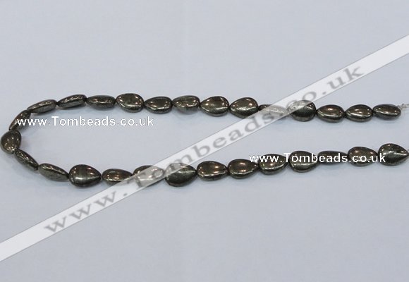 CPY577 15.5 inches 10*14mm flat teardrop pyrite gemstone beads