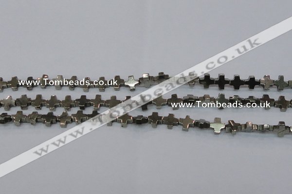 CPY582 15.5 inches 11*11mm cross pyrite gemstone beads wholesale