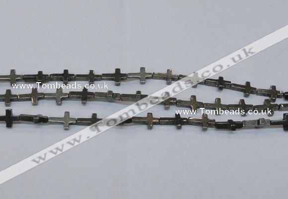 CPY583 15.5 inches 10*15mm cross pyrite gemstone beads wholesale