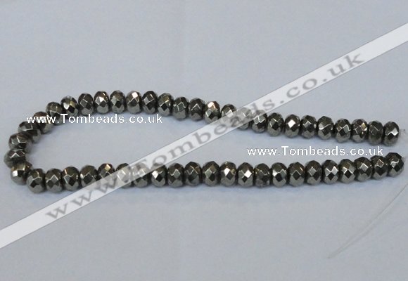 CPY588 15.5 inches 8*12mm faceted rondelle pyrite gemstone beads