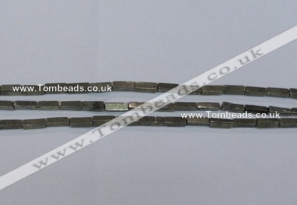 CPY592 15.5 inches 4*12mm cuboid pyrite gemstone beads