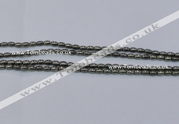 CPY596 15.5 inches 4*6mm rice pyrite gemstone beads wholesale