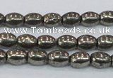 CPY597 15.5 inches 6*8mm rice pyrite gemstone beads wholesale