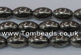 CPY599 15.5 inches 8*12mm rice pyrite gemstone beads wholesale