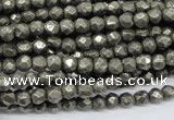 CPY60 15.5 inches 5mm faceted round pyrite gemstone beads wholesale