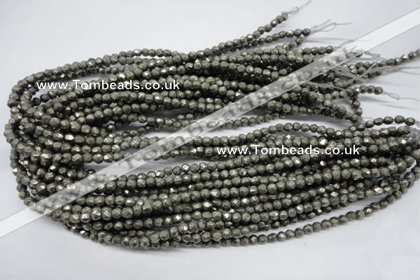 CPY60 15.5 inches 5mm faceted round pyrite gemstone beads wholesale