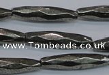 CPY604 15.5 inches 7*30mm faceted rice pyrite gemstone beads