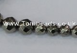CPY615 15.5 inches 4mm - 12mm faceted round pyrite gemstone beads