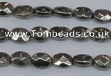 CPY630 15.5 inches 6*8mm faceted oval pyrite gemstone beads