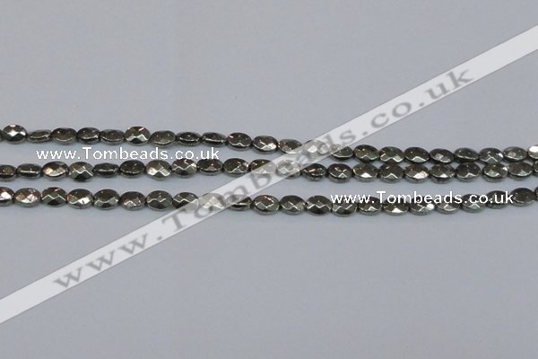 CPY630 15.5 inches 6*8mm faceted oval pyrite gemstone beads