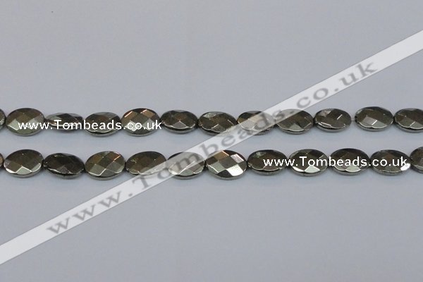 CPY632 15.5 inches 12*16mm faceted oval pyrite gemstone beads