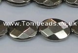 CPY633 15.5 inches 15*20mm faceted oval pyrite gemstone beads