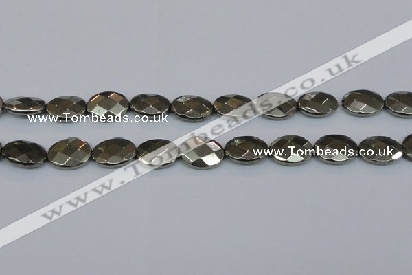 CPY633 15.5 inches 15*20mm faceted oval pyrite gemstone beads