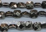 CPY635 15.5 inches 8*8mm faceted square pyrite gemstone beads