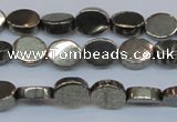 CPY640 15.5 inches 6*8mm oval pyrite gemstone beads wholesale