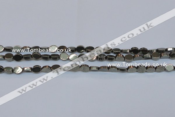 CPY640 15.5 inches 6*8mm oval pyrite gemstone beads wholesale