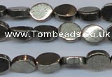 CPY641 15.5 inches 8*10mm oval pyrite gemstone beads wholesale