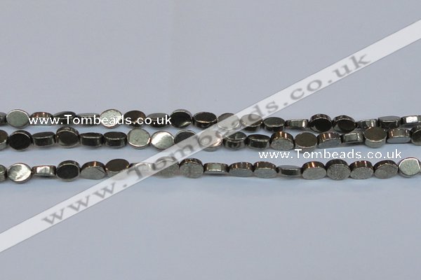 CPY641 15.5 inches 8*10mm oval pyrite gemstone beads wholesale